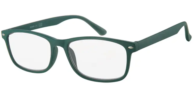 læsebrille mat mørke oliven grøn med sølv dekoration