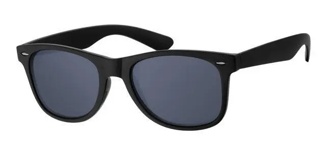 Blank sort wayfarer model med sølv dekoration og sorte glas