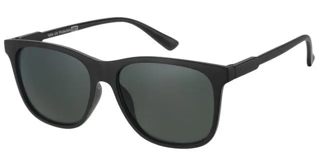 Solbrille mat sort med grønne glas