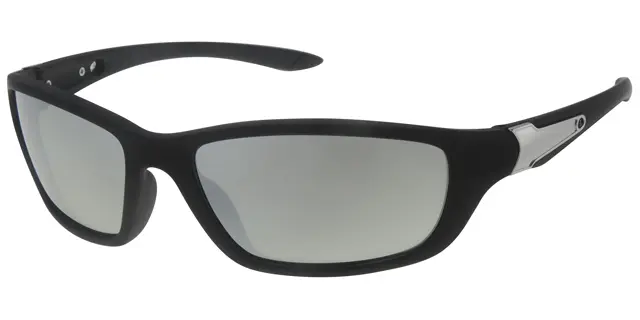 [404410-70168] Sportsbrille mat sort med sølv dekoration sorte sølv spejl glas 
