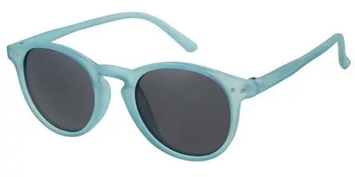 Childrens sunglass tranparent blue with silver decoration and smoke lenses
