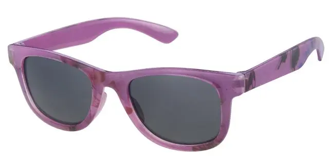 Børne Solbrille transparent print - lilla inderside med sorte glas