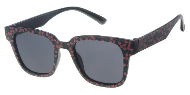 [505125-26023] Børne Solbrille sort med kirsebær tryk, sorte glas