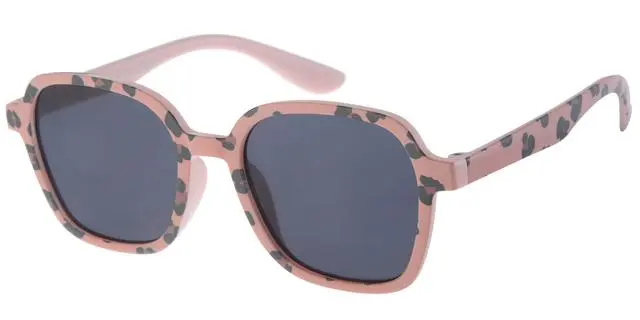 [505231-24032] Børne Solbrille Pink sort - brun print og Sorte glas