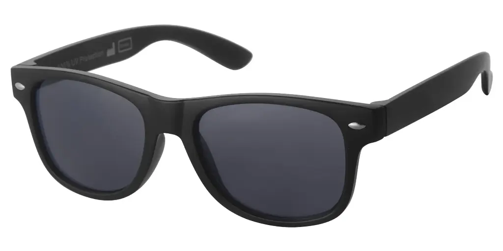 Solbrille sort med sølv deko samt sorte glas