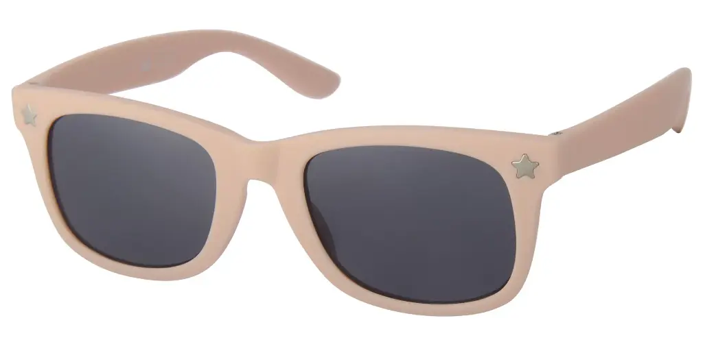 Solbrille rosa med stjerne dekoration og sorte glas 