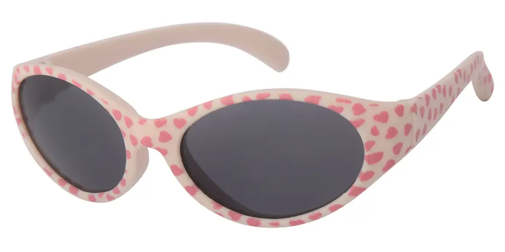 Solbrille  pink med print og sorte glas