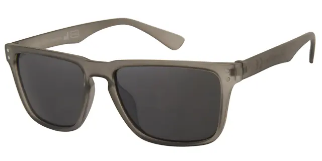 Solbrille mat transparent grå med sølv deco samt sorte  glas