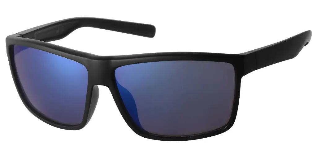 Solbrille mat sort med is blå glas