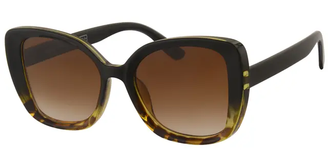 Solbrille sort til gul leopard model med brune graduerede glas