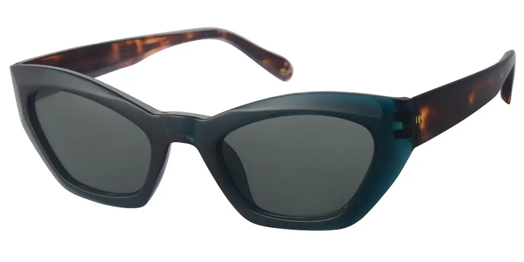 Solbrille sort - brun leopard model med grønne glas 