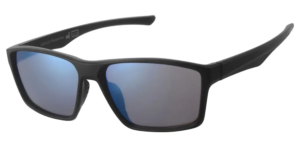 Sports Solbrille sort gummi model med blå coatede glas