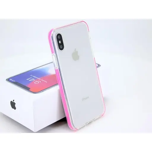 IPHONE SE 7-8 TRANSPARENT COVER MED PINK BUMPER INDENI