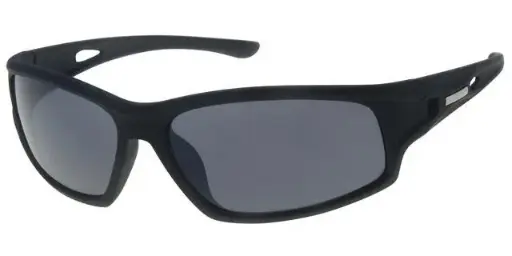 [404383-70169] [404383-70169] Solbrille sport sort gummi med sølv dekoration samt sorte glas med sølv spejl