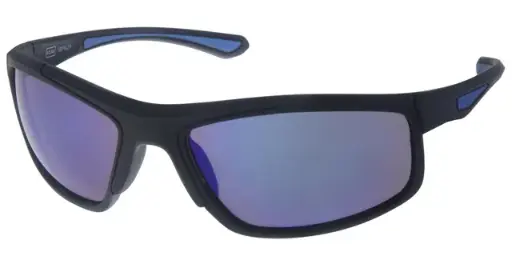 [404404-70173] [404404-70173] Sportsbrille mat sort med is blå dekoration samt is blå spejl glas