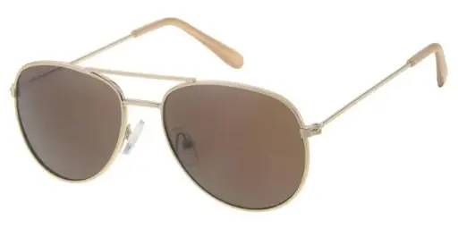 [505111-23007] [505111-23007] Børne Solbrille pilot brille guld stel med pink hockey ender med brune glas