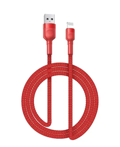 [805179] Iphone til USB A kabel rød flettet 1.0 meter 2,4 ampere