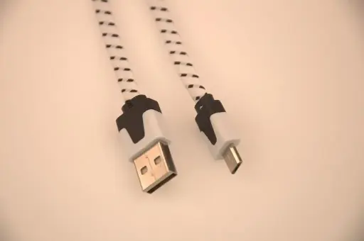 [805648] Micro USB til USB A kabel 3.0 meter hvidt/sort flettet
