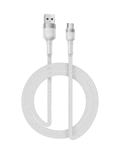 [805782] USB-C til USB A kabel 3.0 meter Flettet Hvid 2,4 AmP