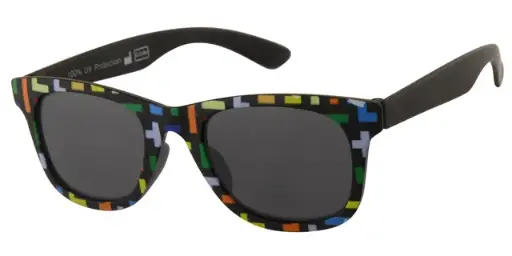 [505267-22015] Børne Solbrille sort med flerfarve print og Sorte glas