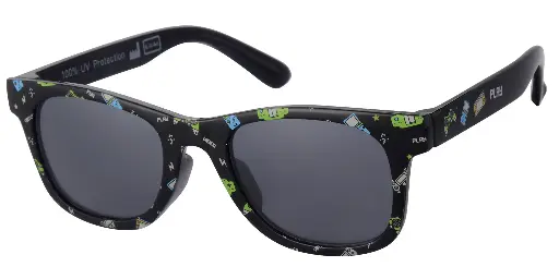 [505306-12011] Solbrille sort med spille konsol print og sorte glas 