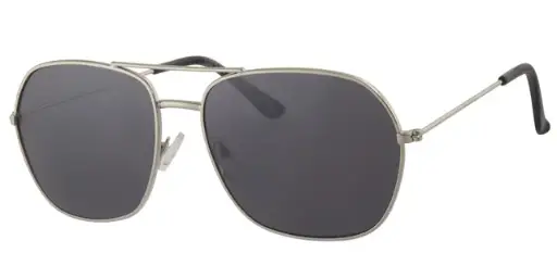 [404544-30196] Solbrille sølv farvet metal model med sorte glas