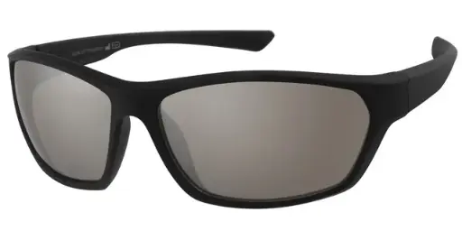[404596-70181] Sports Solbrille sort gummi model med sølv spejl glas