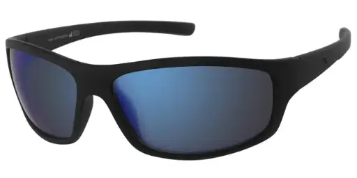[404599-70182] Sports Solbrille sort gummi model med is blå coatede glas