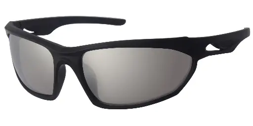 [404605-70189] Sports Solbrille sort gummi model med sølv coatede glas