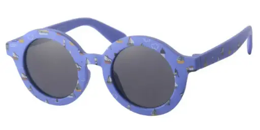 [505345-26036] Solbrille mat blå med print og sorte glas