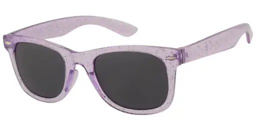 [505295-26034] Solbrille lavendelfarvet med glimmer og sølv dekoration samt sorte Glas 