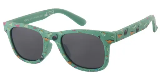 [505299-12009] Solbrille grøn med dino dekoration samt sorte Glas