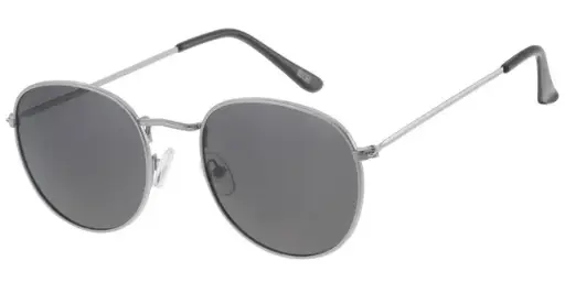 [404496-83003] Solbrille sølv metal stel med sorte glas
